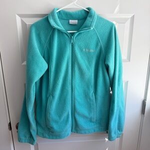 Columbia Teal Fleece Jacket Women’s Size Medium Full Zip Lightweight